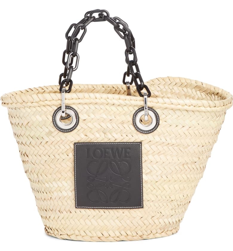 Loewe Chain Handle Woven Palm Market Basket