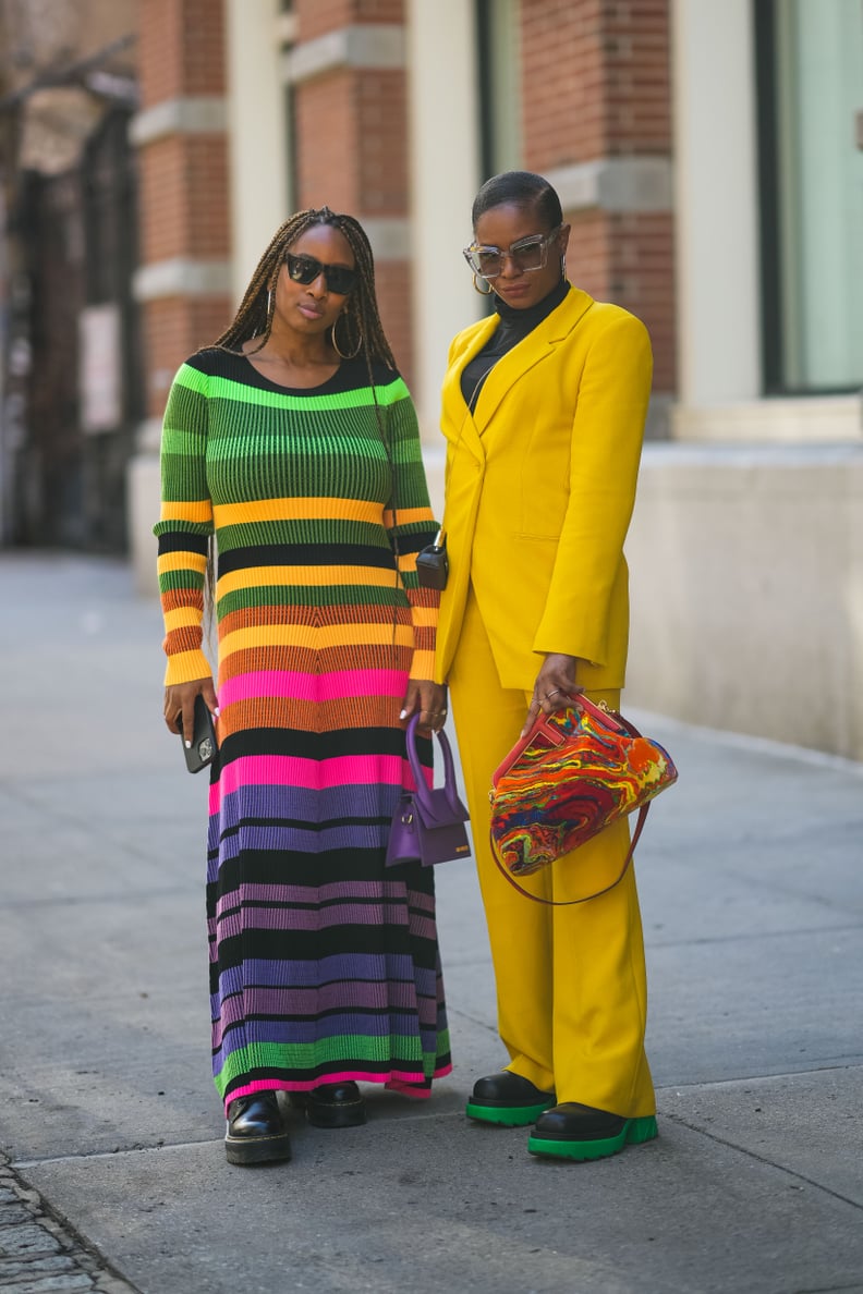 Ultrabright Floor-Length Knit Dress With Doc Martens Platforms