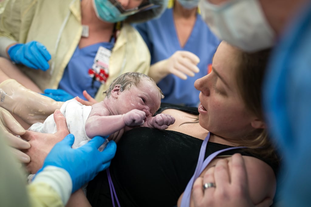 "Words can't convey the strength of this woman, who gave birth to her perfect baby girl in the OR — just minutes before they could begin her emergency C-section."
