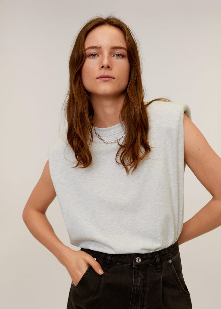 Mango Shoulder Pad Cotton T-Shirt