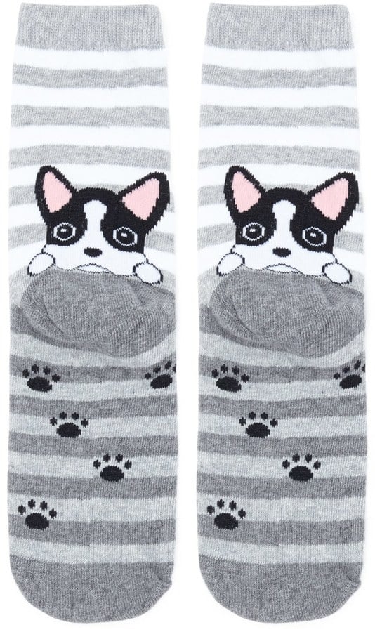Forever 21+ Striped Dog Graphic Socks