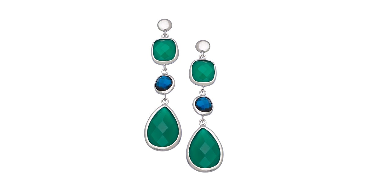 Andara Pear Green Onyx Blue Glass Earrings ($125) | Kate Moss Wearing a ...