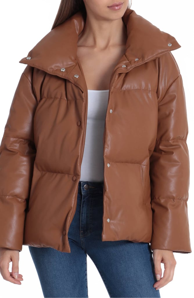 Bagatelle Faux Leather Puffer Jacket | Puffer Jacket 2019 Style ...