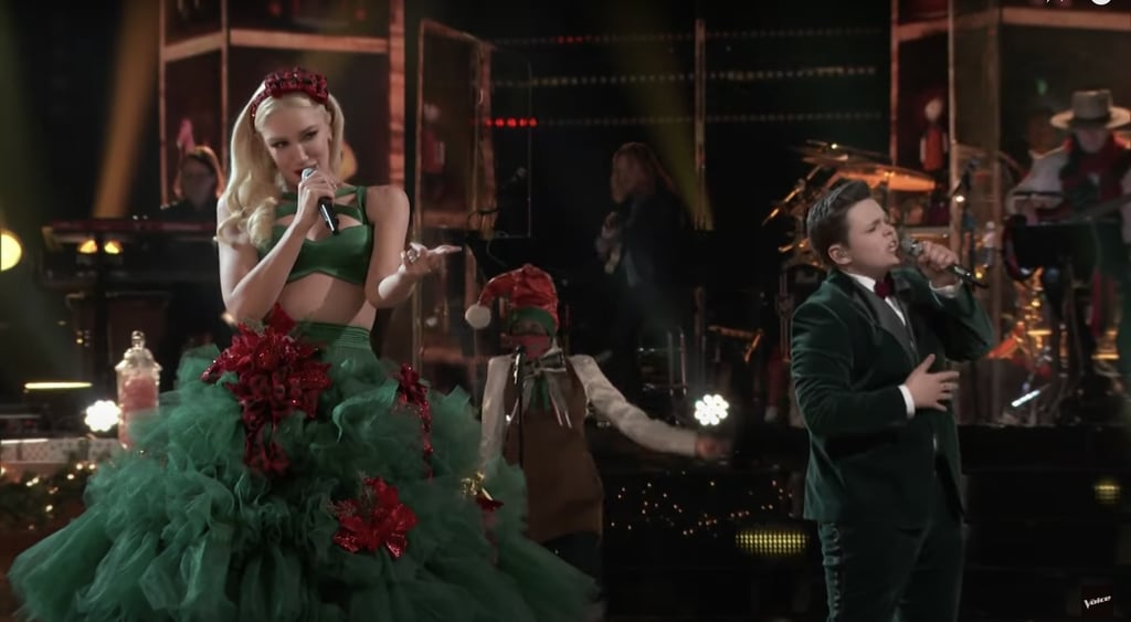 Gwen Stefani's Christmas Tree Dress on The Voice Finale