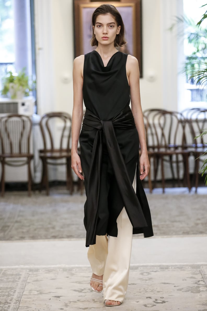 A Silk Dress Over Pants on the Marina Moscone Runway During New York Fashion Week