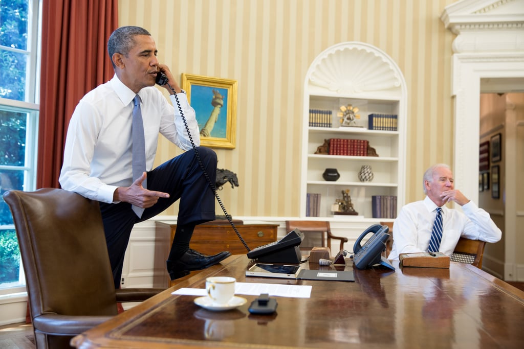 He actually put his foot on the Resolute desk.