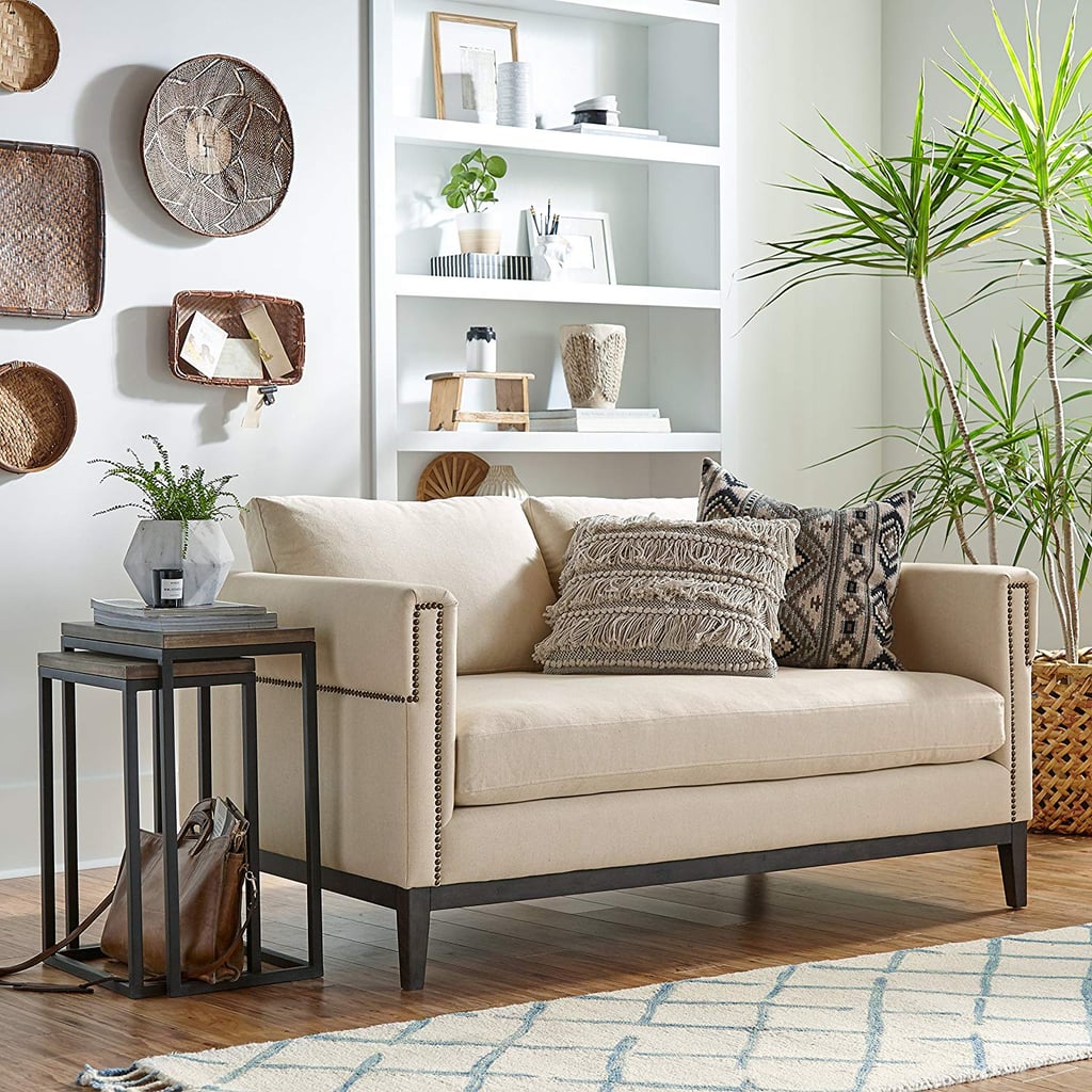 Stone & Beam Westport Modern Nailhead Upholstered Loveseat Sofa Couch