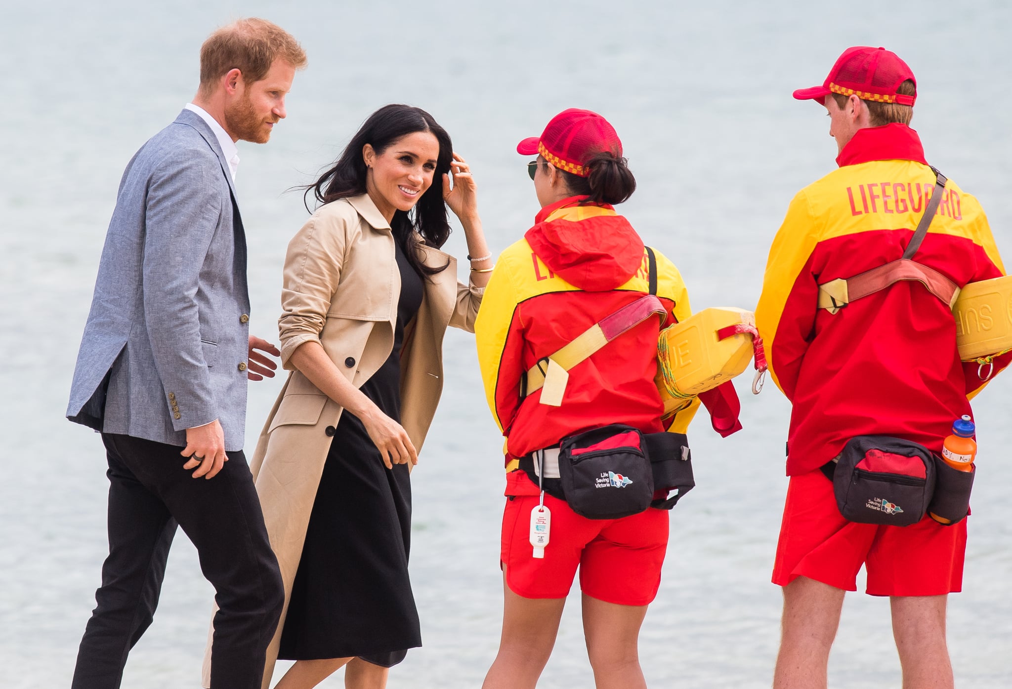 Meghan Markle Black Club Monaco Dress on the Beach 2018 POPSUGAR