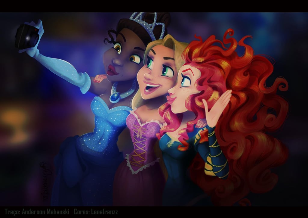 Tiana Rapunzel And Merida Disney Selfies Art Popsugar Love And Sex 