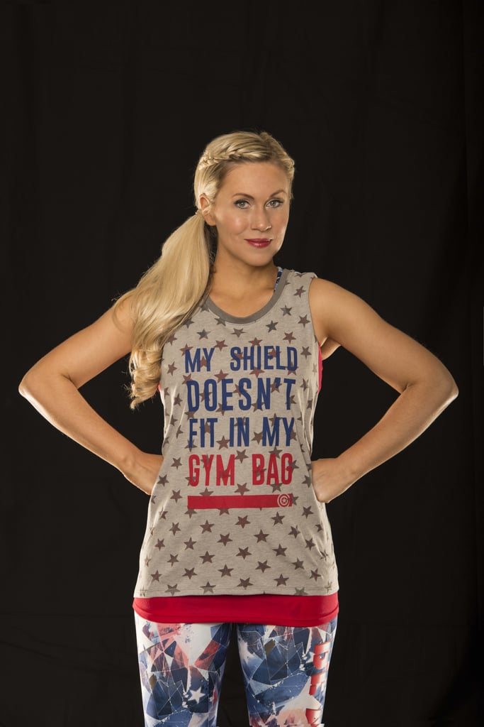 Juniors' Marvel Captain America Burnout Graphic Muscle Tee ($16, originally $24) and Juniors' Marvel Captain America Graphic Capri Leggings ($25, originally $36)