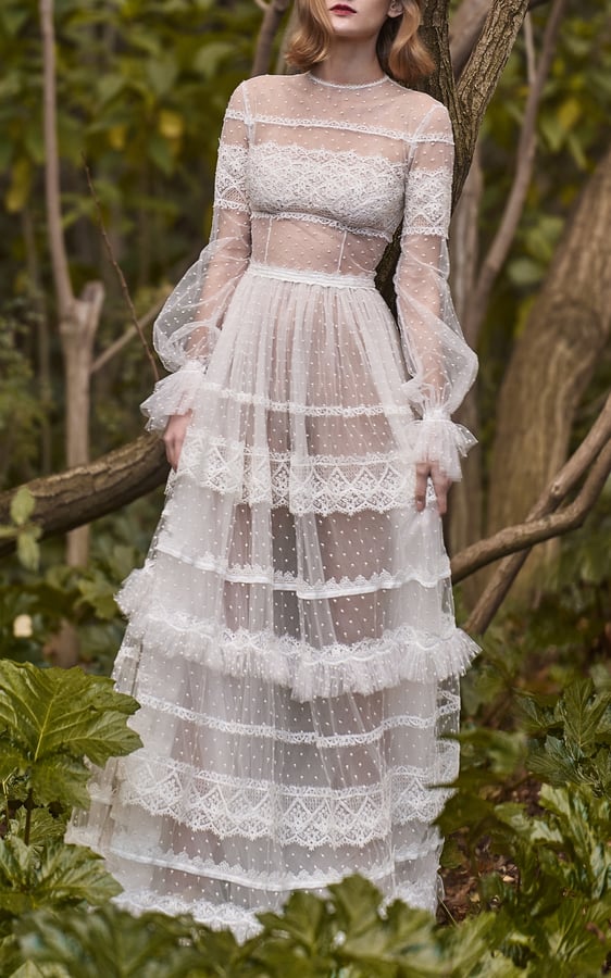 Costarellos Bridal Neo-Romantic Tiered Long Dress