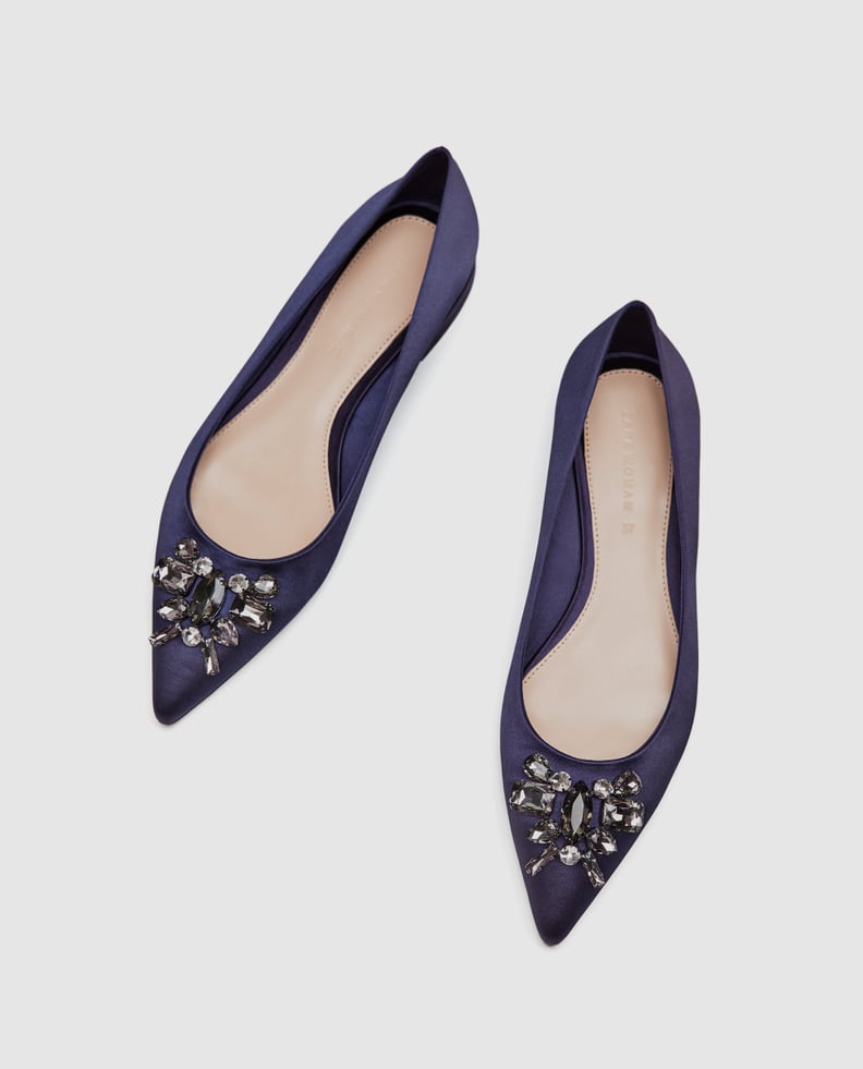 Zara Bejewelled Ballerinas