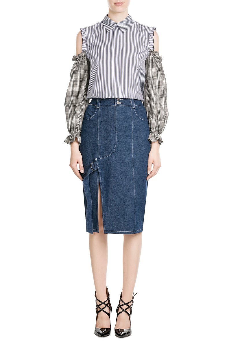 Sandy Liang Denim Skirt With Cut-Out Front