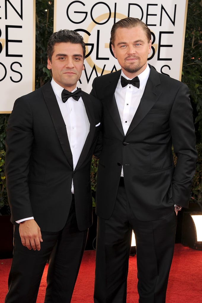 Leo and fellow best actor nominee Oscar Isaac were friendly enough for a photo.