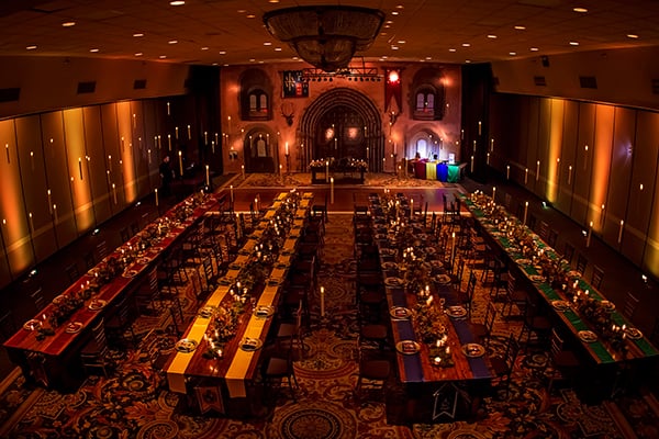 Give your reception touch of Harry Potter magic with floating candles reminiscent of Hogwarts' Great Hall.