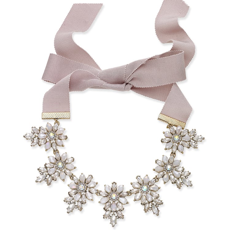 INC International Concepts Gold-Tone Crystal & White Stone Flower Statement Necklace