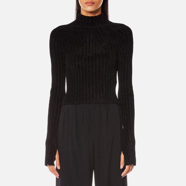 Helmut Lang Velveteen Cropped Jumper Black