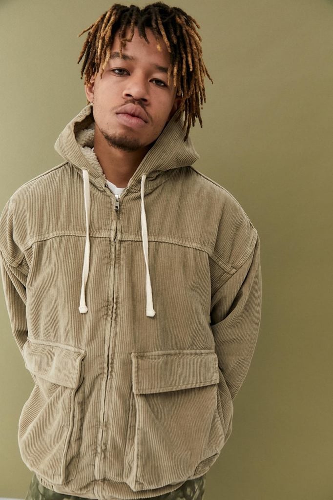 UO Stone Corduroy Lined Hooded Jacket