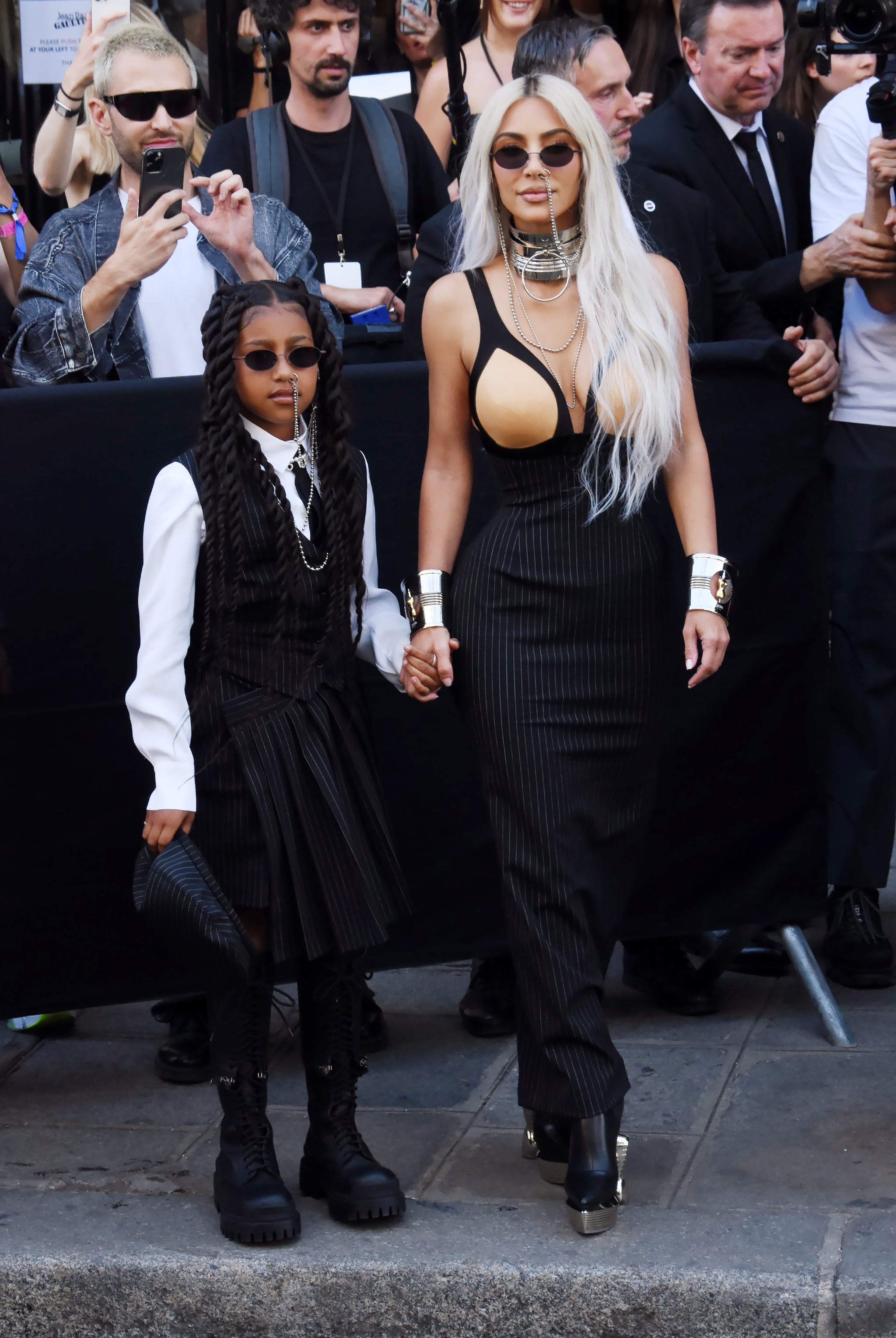 PARIS, FRANCE - JULY 06: North West and Kim Kardashian attend the Jean Paul Gaultier Couture Fall Winter 2022 2023 show as part of Paris Fashion Week on July 06, 2022 in Paris, France. (Photo by Foc Kan/WireImage)