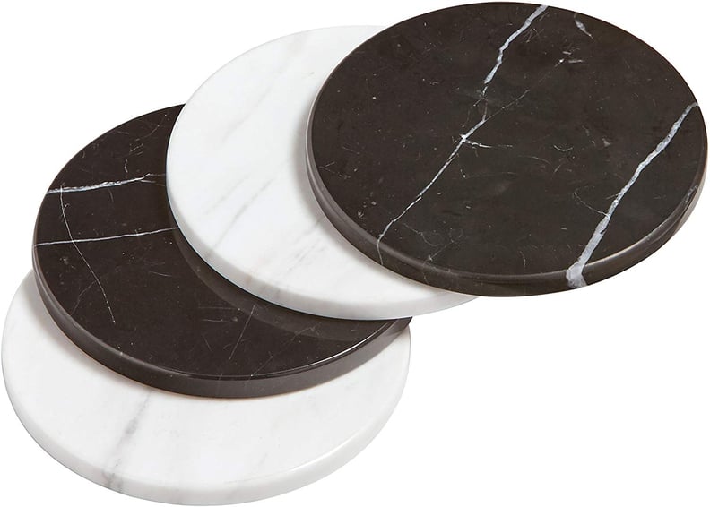 Rivet Mid Century Modern Round Marble Decor Coasters