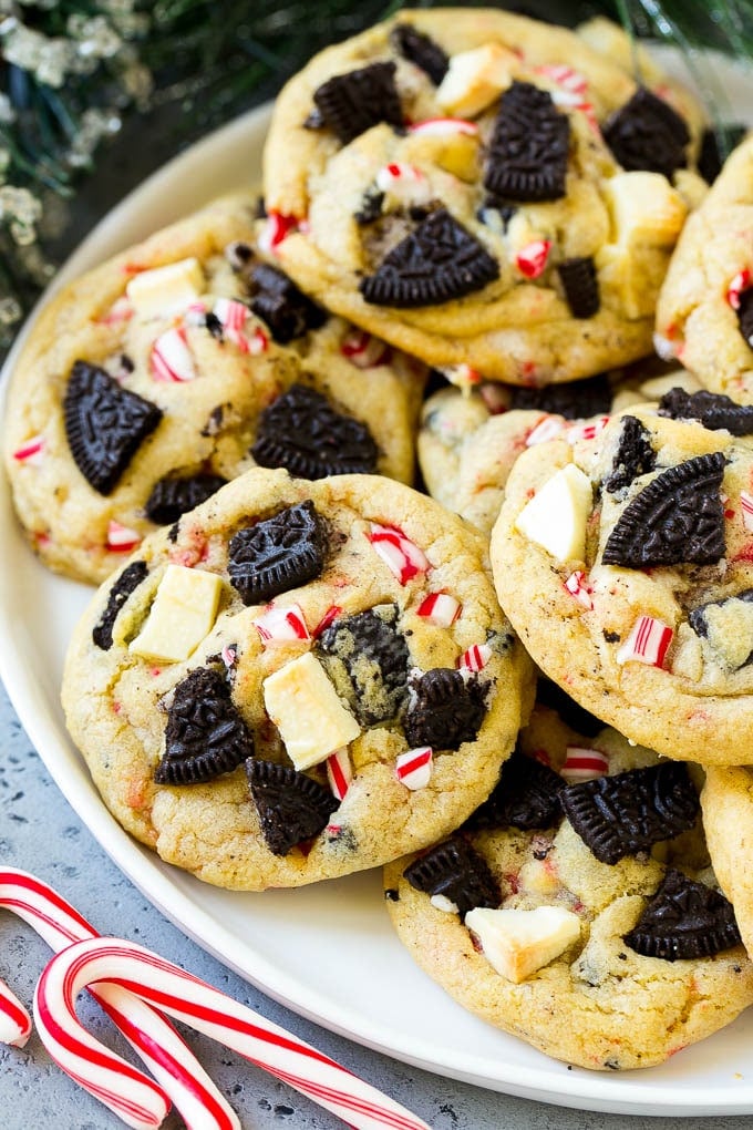 Peppermint Cookies With Oreos and White Chocolate