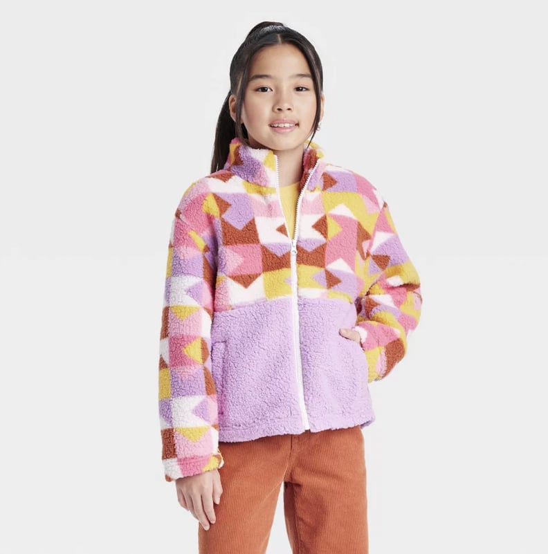 Best Cyber Monday Kids' Apparel Deals at Target: Cat & Jack Girls' Printed Zip-Up Sherpa Jacket