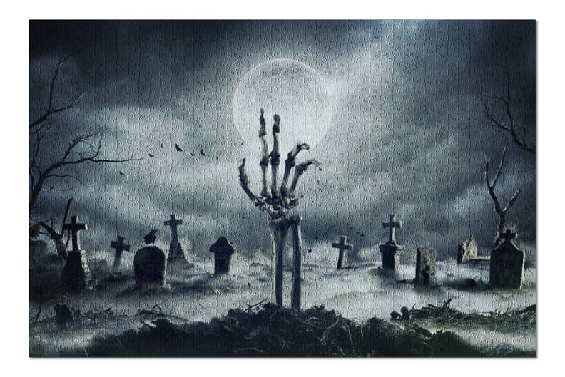 Skeleton Zombie Hand Rising Out of a Graveyard For Halloween Puzzle