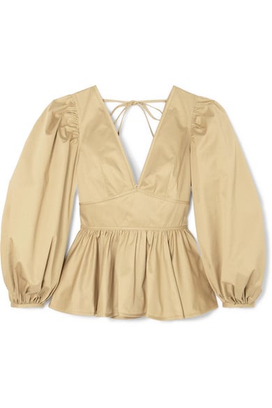 STAUD Luna Ruffled Cotton-Blend Poplin Blouse