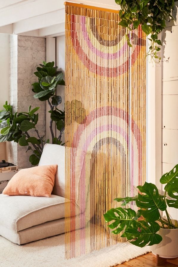 Rainbow Bamboo Beaded Curtain