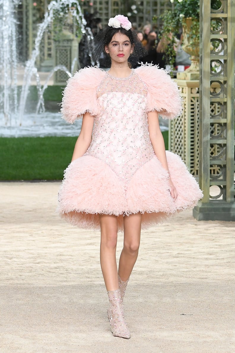 Kaia Gerber Made Her Couture Debut in This Feathery Pink Dress
