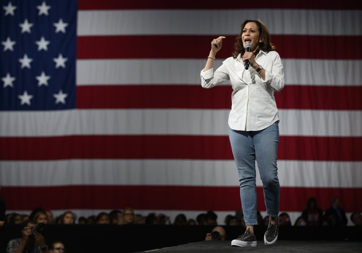 Kamala Harris Wearing Black Platform Converse at a Gun Safety Forum in August 2019