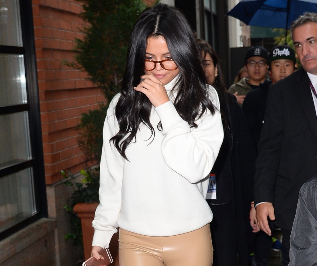 She chose a Victor Glemaud turtleneck and opticals.