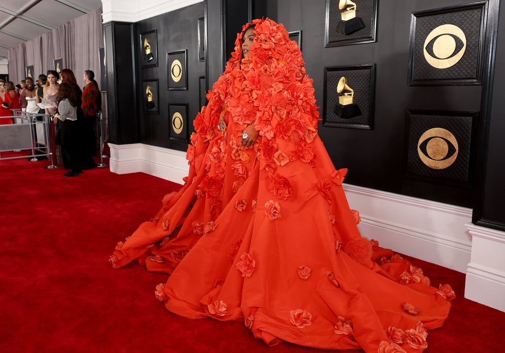 Lizzo's Floral Cape Dress at the Grammys 2023 | Photos