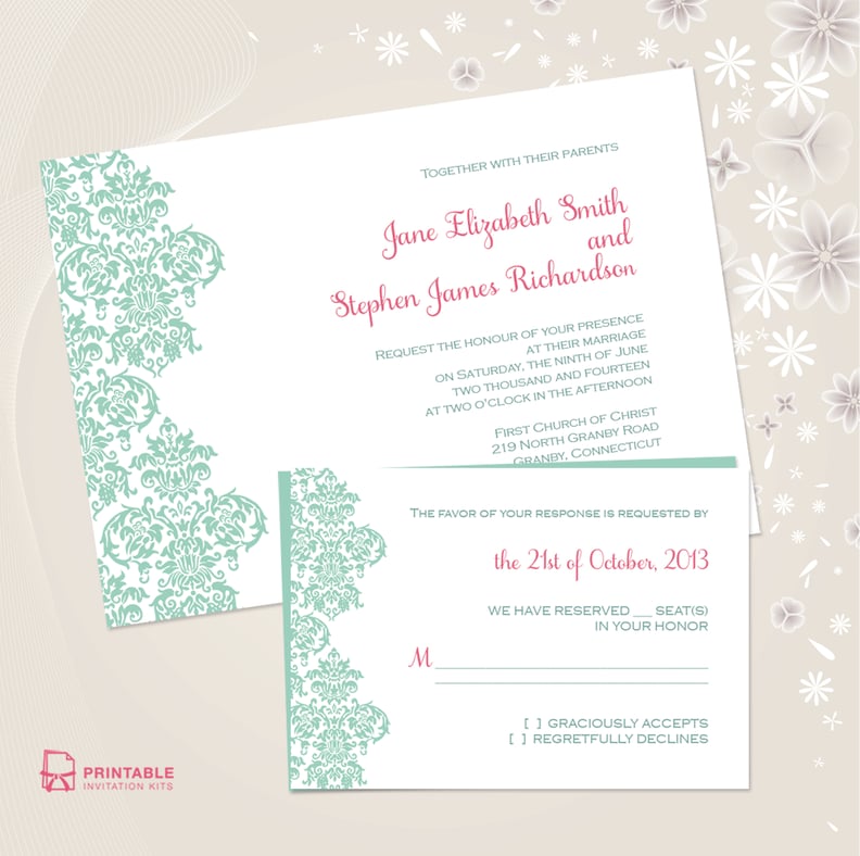 Damask Border Wedding Invitation