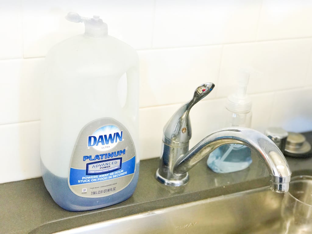 Empty or near-empty bottles of cleaning products