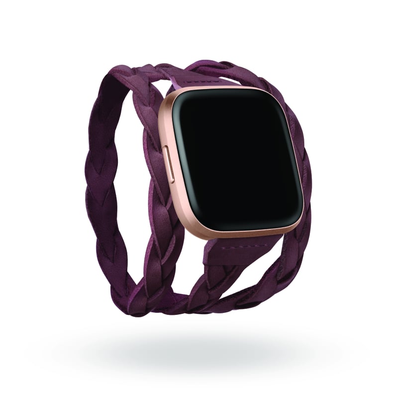 Fitbit x Kim Shui suede wrap bracelet in Merlot.