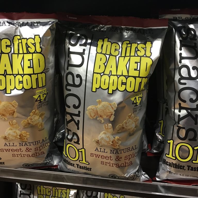 Snacks 101 Sweet & Spicy Sriracha Baked Popcorn