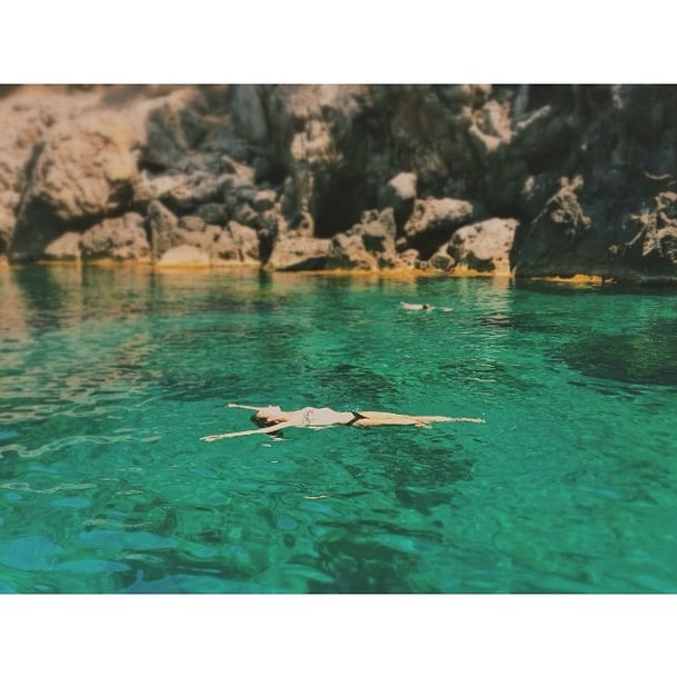 Lily Aldridge floated away in Spain. 
Source: Instagram user lilyaldridge