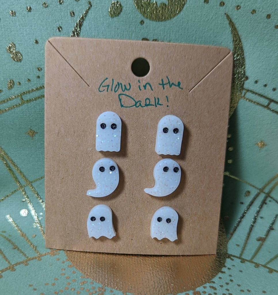 Glow-in-the-Dark Ghost Stud Earrings Set