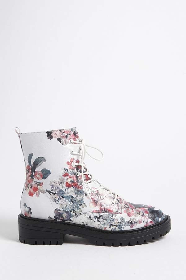 Forever 21 Floral Print Combat Boots