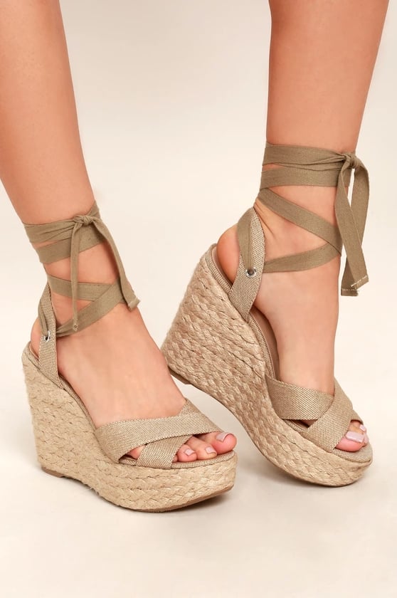 Esme Natural Lace-Up Espadrille Wedges