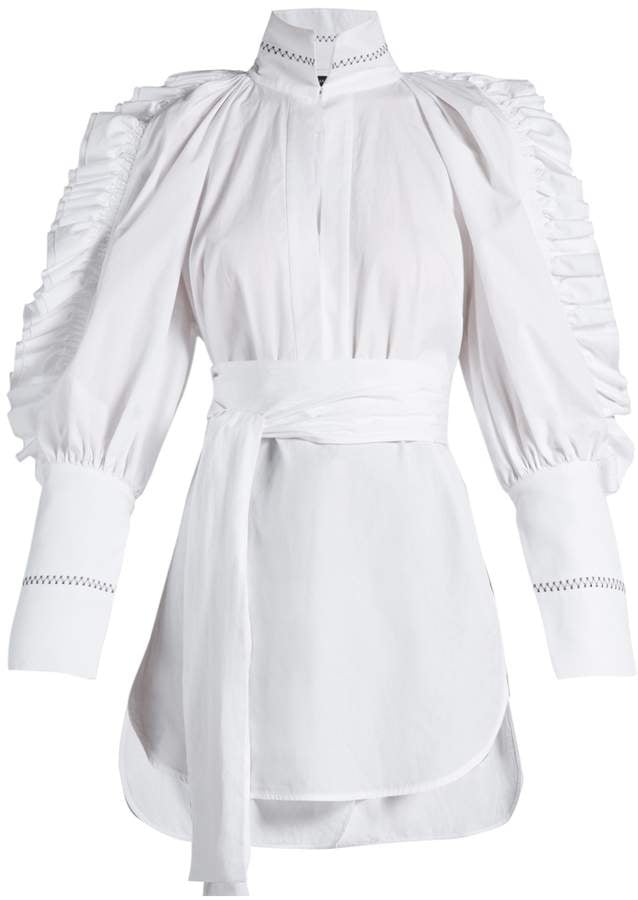 Ellery Angelface High-Neck Ruffle-Trimmed Top