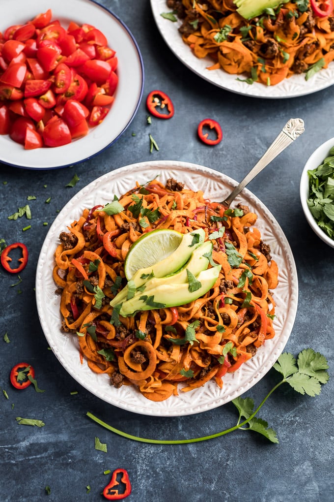 Whole30 Enchilada Beef Sweet Potato Noodles Whole30 Dinner Recipes