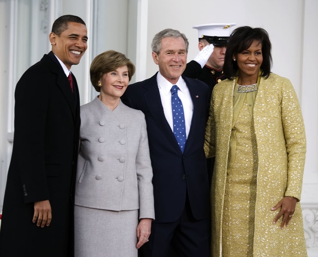 President Bush on his favourite thing about Mrs. Obama: "She kind of likes my sense of humour. Anybody who likes my sense of humour, I immediately like."
On the seating arrangements that started it all: "I can't remember where else I've sat next to her, but I probably have a few wisecracks and she seemed to like it OK."