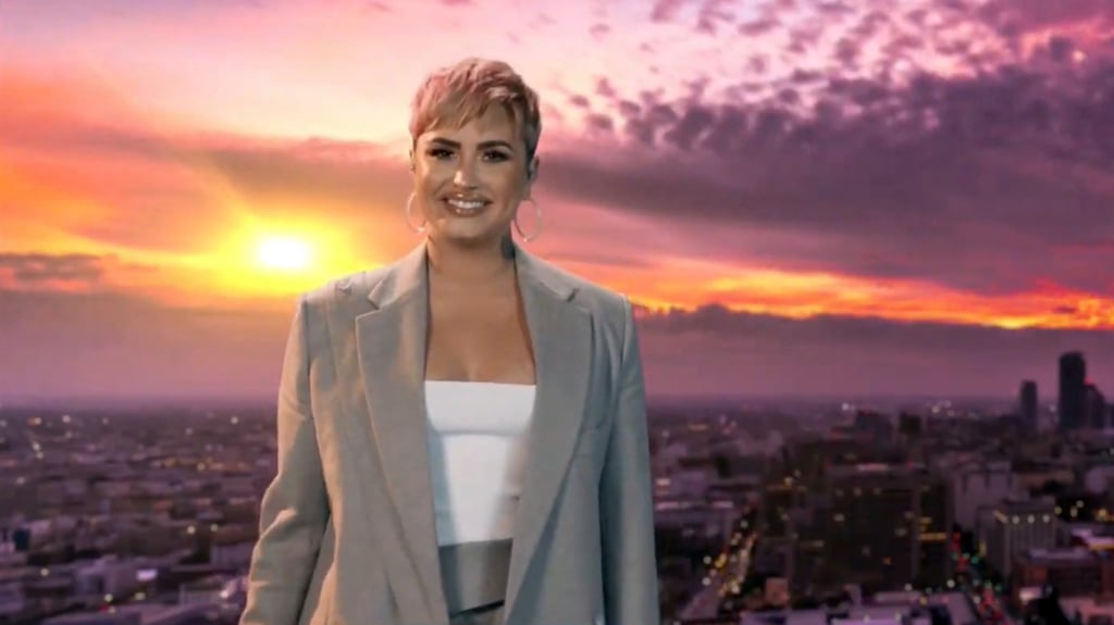 Demi Lovato's Stella McCartney Suit on Celebrating America
