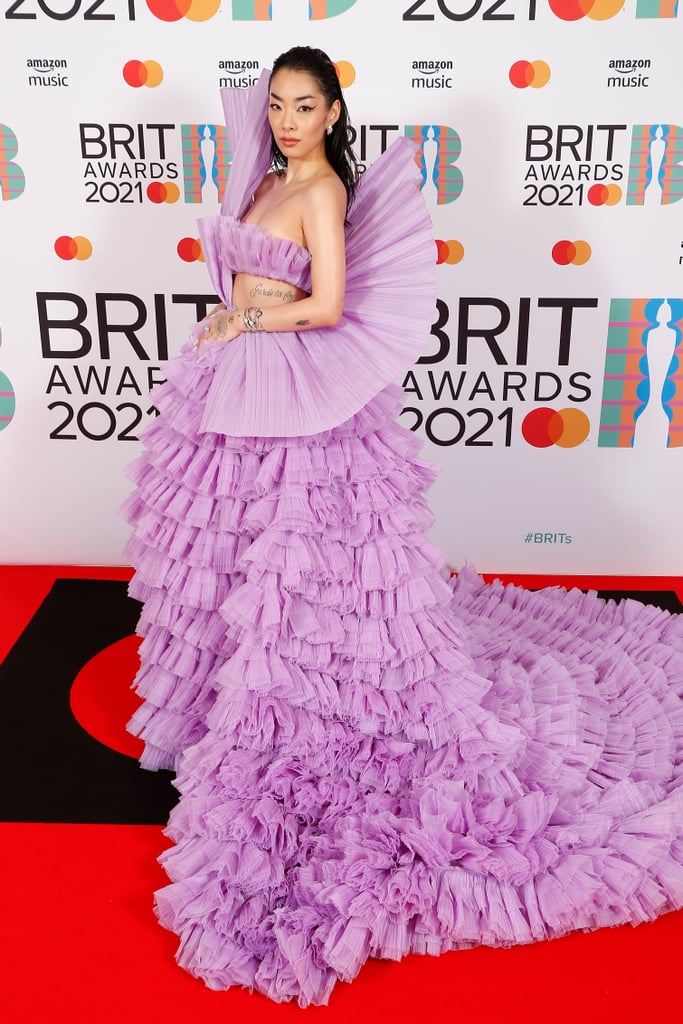 See Rina Sawayama's Purple Dress at the 2021 BRIT Awards