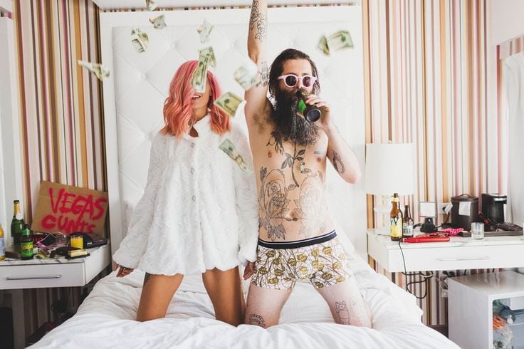 A Tattooed Couples' Las Vegas Elopement with a Flapper Inspired