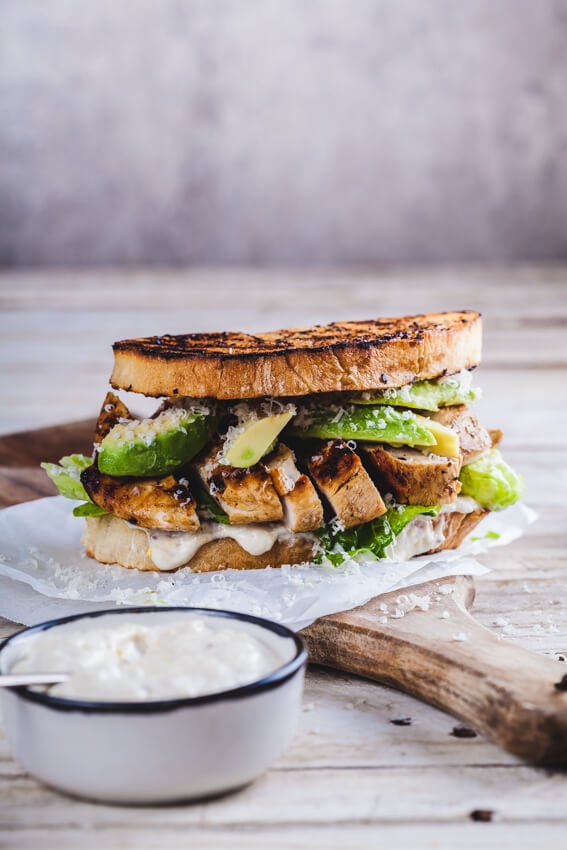 Chicken Caeser Sandwich with No-Egg Dressing