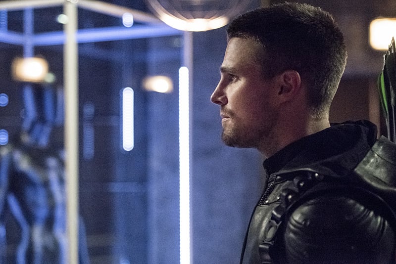 Stephen Amell as Oliver Queen.
