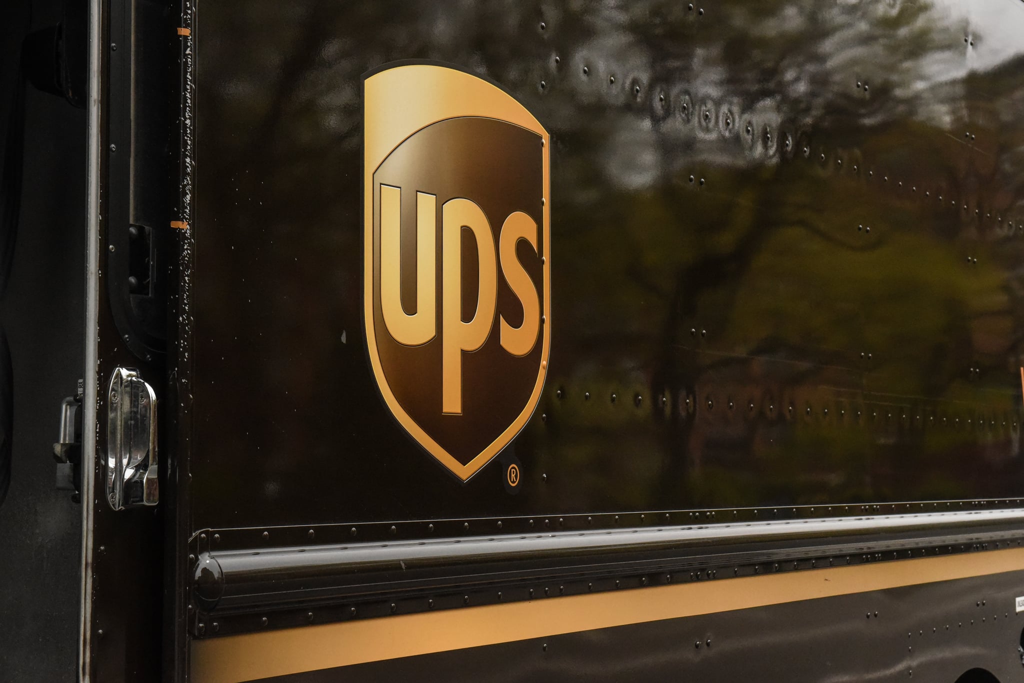NEW YORK, NY - APRIL 29: A United Parcel Service logo is pictured on April 29, 2020 in New York City. Shares of United Parcel Service, UPS, dropped after the package delivery company reported their first-quarter earnings that fell below expectations.  (Photo by Stephanie Keith/Getty Images)
